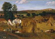 George Robert Lewis, Hereford, Dynedor and the Malvern Hills, from the Haywood Lodge, Harvest Scene, Afternoon (1815), Tate